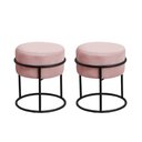 Ver imagem 1 de Kit 2 Puff Redondo Decorativo Estofado Veludo Revestimento em Metal Preto Rosé