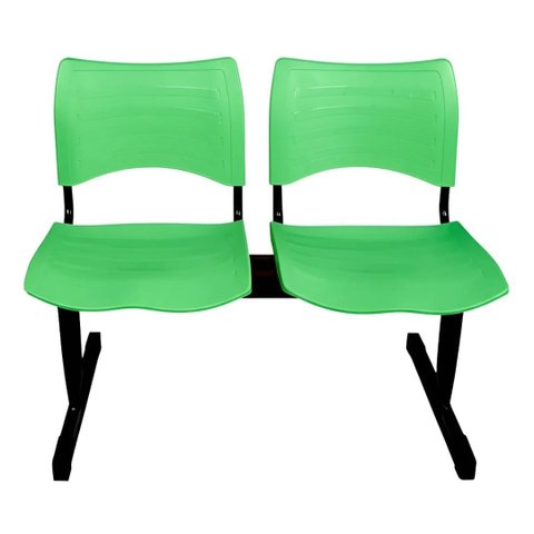 Longarina 2 Lugares em Polipropileno Cor Verde Claro