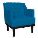 Ver imagem 1 de Poltrona Decorativa Clássica Base em Madeira Suede Azul Royal