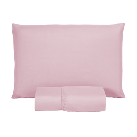 Roupa de Cama Solteiro 400 Fios 2 Peças Hotel Pousada Macio Acetinado:rose