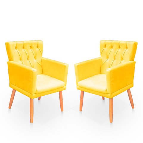 Kit Poltrona Capitonê Clássica Confortável para Sala e Quarto Ana Suede