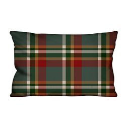 Capa de Almofada Decorativa Xadrez Verde e Vermelho 100% Algodão para Sofá - 30x50cm - 1