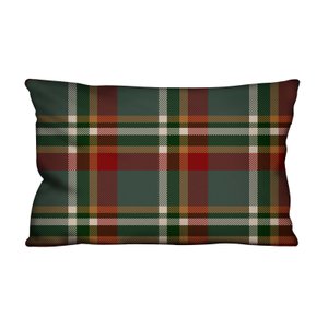 Capa de Almofada Decorativa Xadrez Verde e Vermelho 100% Algodão para Sofá - 30x50cm