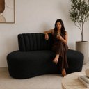 Ver imagem 3 de Sofá Orgânico Curvo Luxo Mavie 180cm Sala Bouclê Preto