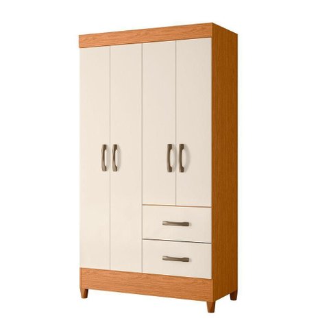 Guarda Roupa Mobi 4 Portas 2 Portas Cinamomo com Off White - Albatroz
