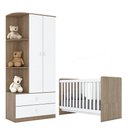 Ver imagem 1 de Berço Nacional e Guarda Roupa Infantil Labirinto Rústico Branco Brilho - Henn