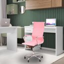 Ver imagem 4 de Cadeira de Escritório Esteirinha Giratória Ergonômica Alta - Rosa - 2