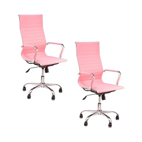 Cadeira de Escritório Esteirinha Giratória Ergonômica Alta - Rosa - 2