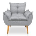 Ver imagem 3 de Poltrona Opala Decorativa Luxo Linho Cinza Sky Mobile