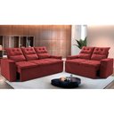 Ver imagem 1 de Conjunto de Sofá 3 e 2 Lugares Retrátil e Reclinável 2.00x1.50m Cama Inbox Smal Suede Vermelho