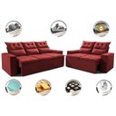 Ver imagem 3 de Conjunto de Sofá 3 e 2 Lugares Retrátil e Reclinável 2.00x1.50m Cama Inbox Smal Suede Vermelho