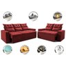 Conjunto de Sofá 3 e 2 Lugares Retrátil e Reclinável 2.00x1.50m Cama Inbox Smal Suede Vermelho - 3