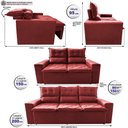 Ver imagem 2 de Conjunto de Sofá 3 e 2 Lugares Retrátil e Reclinável 2.00x1.50m Cama Inbox Smal Suede Vermelho
