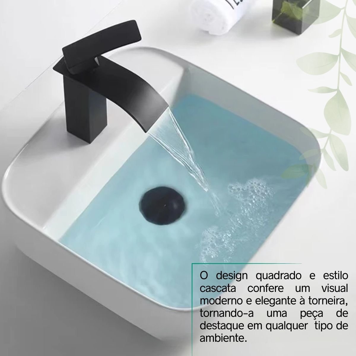 Torneira Banheiro Lavabo Monocomando C/ Misturador Bancada Quadrada Estilo Industrial Água Quente e - 6