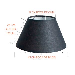 Cúpula Clássica de Abajur Luminária 27x17x43cm Tecido Algodão Soquete Nacional Ref 23 Preta