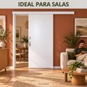 Ver imagem 5 de Porta de Correr Madeira 210x110 Branco Prime Kit Completo Trilho Fechadura