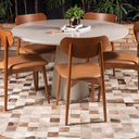 Ver imagem 2 de Cadeira Odara em Courissimo Caramelo com Encosto Laminado