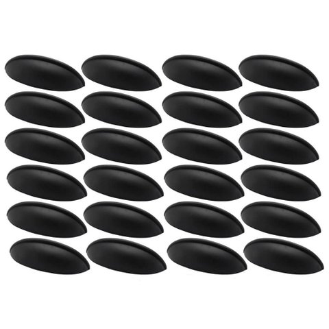 Conjunto 24 Puxadores para Móveis Preto Fosco 332 Aniela Concha Armários Gavetas