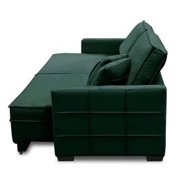 Sofá Cama Retrátil e Reclinável 2,50m com Molas Karen Veludo Verde Adonai Estofados - 6