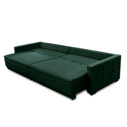 Sofá Cama Retrátil e Reclinável 2,50m com Molas Karen Veludo Verde Adonai Estofados - 3