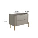 Ver imagem 3 de Mesa de Cabeceira 67,5cm para Quarto com 2 Gavetas e Pés em Metal Estrutura 100% em MDF Bend Cinza