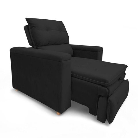 Poltrona Reclinável Retrátil Onix Suede Confortável Preto Loja Sheep