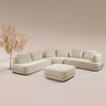 Sofá de Canto Modulado Vercelli 482cm com Almofadas Soltas e Puff Veludo Luxo Bege G92 - Gran Belo - 1