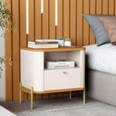 Ver imagem 2 de Conjunto de Mesa de Cabeceira Brisa 1 Gaveta MDF Off White Nature Bechara Móveis