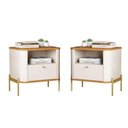 Ver imagem 1 de Conjunto de Mesa de Cabeceira Brisa 1 Gaveta MDF Off White Nature Bechara Móveis