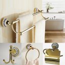 Ver imagem 1 de Kit Banheiro Vintage Metal Dourado Ouro Porcelana Luxo 4 Pçs