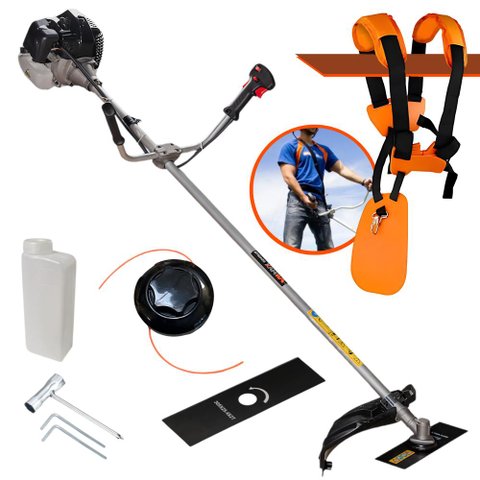 Roçadeira Cortador de Grama Anmax Cg430b 43cc 1,7hp 2t com Carretel Nylon e Faca 2 Pontas