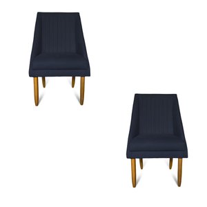kit 02 Cadeiras Para Sala De Jantar Ana Pés Palito Suede Azul Marinho - D'Classe Decor