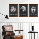 Ver imagem 2 de Trio Quadro Leão Águia Lobo Disciplina Foco Execução 40cm Ref3