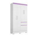 Ver imagem 4 de Guarda Roupa Casal Brunela 5 Portas 2 Gavetas com Cabideiro e Prateleira Yescasa Branco/Branco Lilás