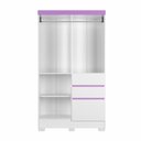 Ver imagem 5 de Guarda Roupa Casal Brunela 5 Portas 2 Gavetas com Cabideiro e Prateleira Yescasa Branco/Branco Lilás