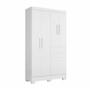 Ver imagem 2 de Guarda Roupa Casal Brunela 5 Portas 2 Gavetas com Cabideiro e Prateleira Yescasa Branco/Branco Lilás