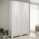 Ver imagem 1 de Guarda Roupa Casal Brunela 5 Portas 2 Gavetas com Cabideiro e Prateleira Yescasa Branco/Branco Lilás
