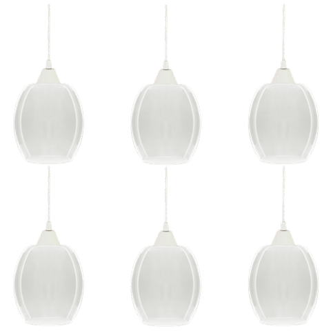 Kit 6 Pendentes Barril Incolor Brilho Luminaria Teto Branco