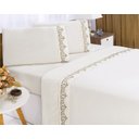 Ver imagem 3 de Jogo lençol Atenas quarto casal padrão bordado 4 peças 2fronha:Palha com Caqui