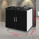 Ver imagem 2 de Balcão para Fogão Cooktop 4 bocas 2 portas Luanda Cor:Branco/Preto/Marmorizado