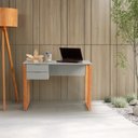 Ver imagem 2 de Escrivaninha de Madeira com Gavetas Vicenza 125 Natural/off Whitte