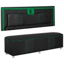 Ver imagem 3 de Kit Quarto Gamer Baú e Painel Fighter Usb 160cm Cama Queen:preto e Verde
