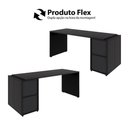 Ver imagem 7 de Mesa Escrivaninha 1,70m Pé Painel C/ 2 Armários Aéreos F5 Cor:preto