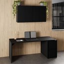 Ver imagem 1 de Mesa Escrivaninha 1,70m Pé Painel C/ 2 Armários Aéreos F5 Cor:preto