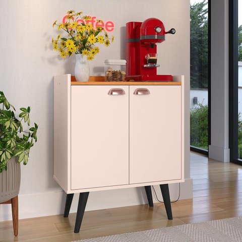 Buffet Linea 2 Portas Cantinho Café Cozinha Sala Jantar Puxador Concha Off White/cinamomo–rpm