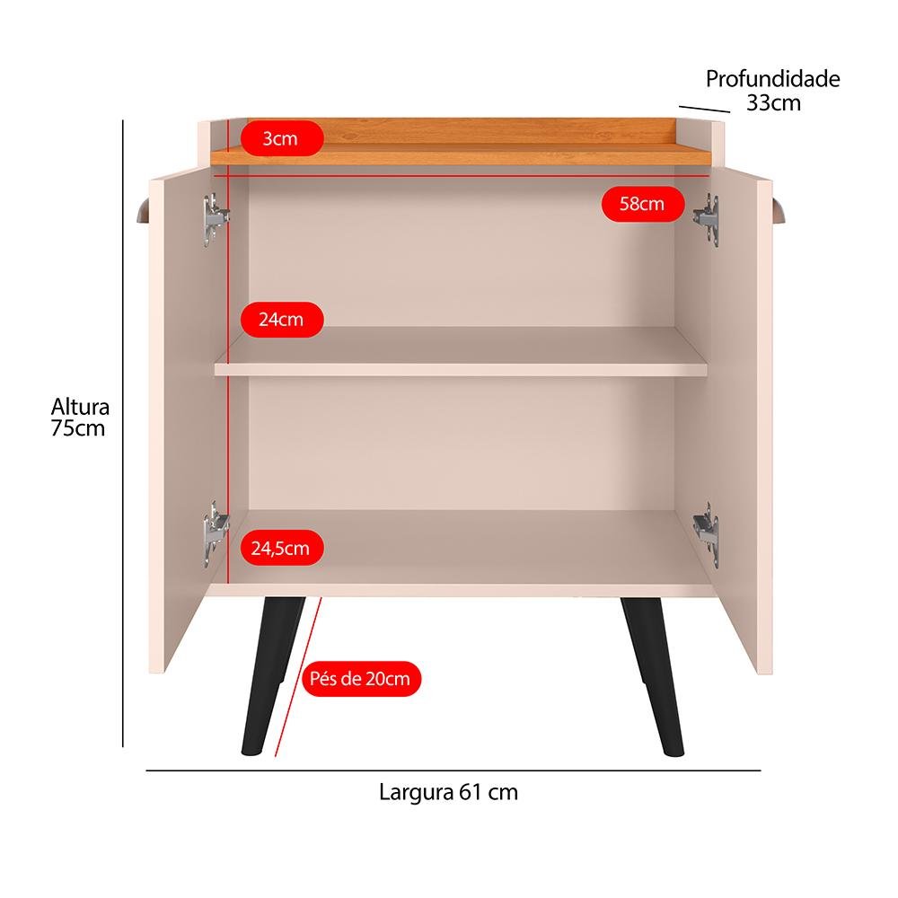 Buffet Linea 2 Portas Cantinho Café Cozinha Sala Jantar Puxador Concha Off White/cinamomo–rpm - 6