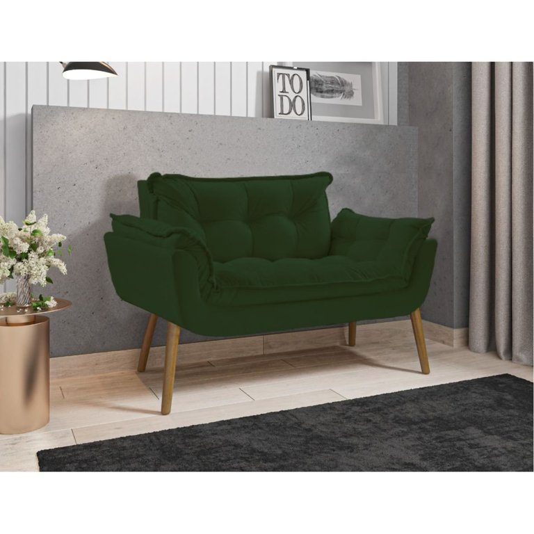 Poltrona Decorativa Sofá Namoradeira 2 Lugares Opalla Verde
