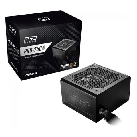 Fonte 750w Asrock Pro-750b - Pfc Ativo - Atx 3.1 - Pcie 5.1 - 80 Plus® Bronze - 90-uxr075-bnbaa2