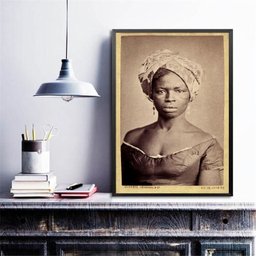 Quadro Decorativo Escrava Dandara Dos Palmares 45x34cm - com Vidro:madeira Branca - 1