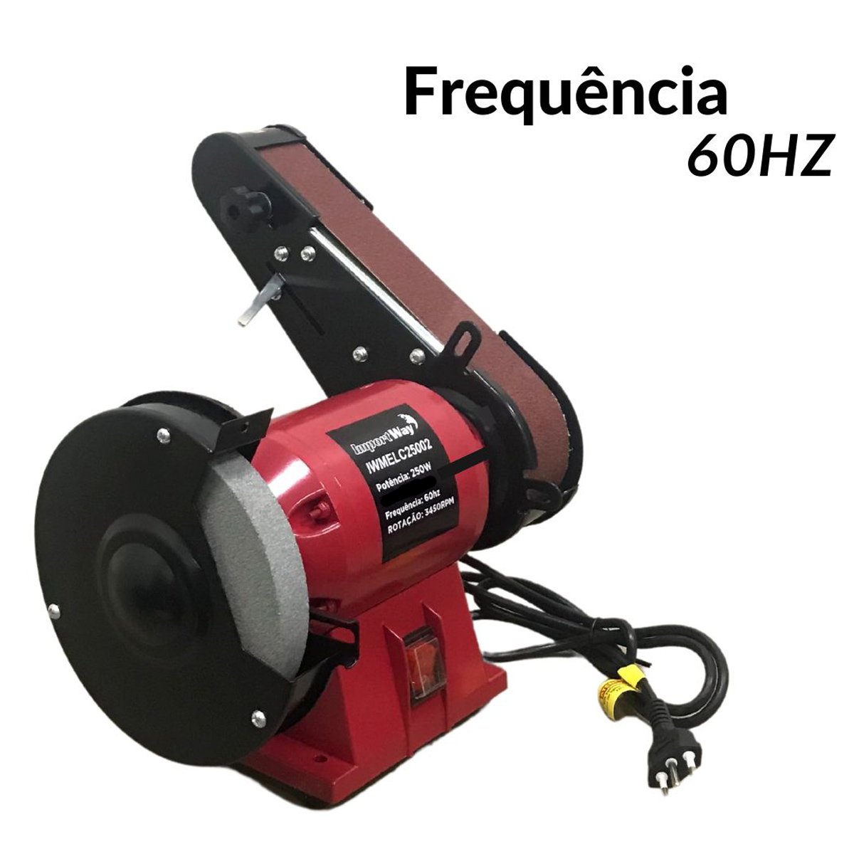 Moto Esmeril de Bancada 6 Pol com Lixadeira de Cinta 250w Profissional Importway 220v Iwmelc-25002 - 4